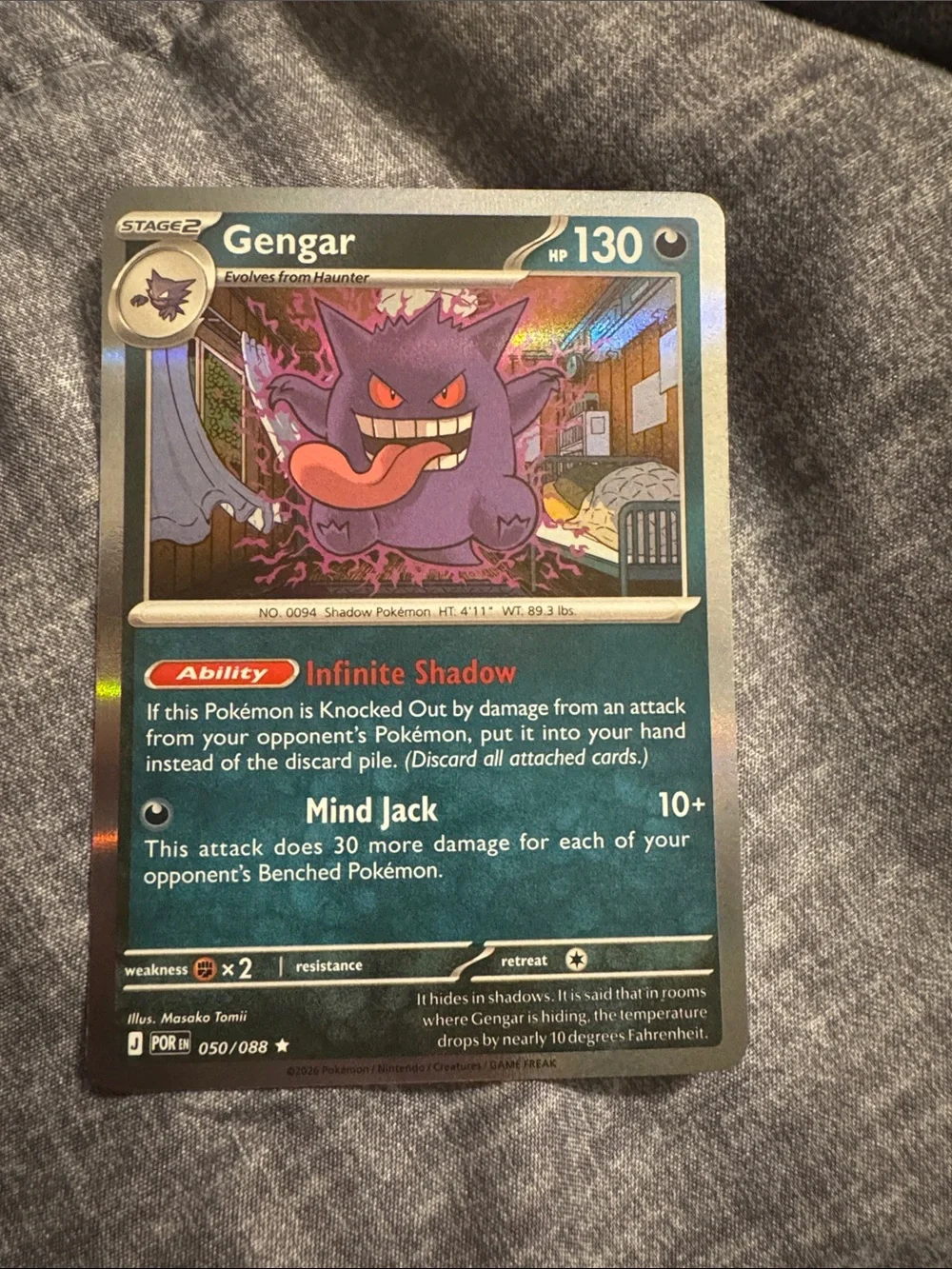 Gengar Pokémon Holo Trading Card
